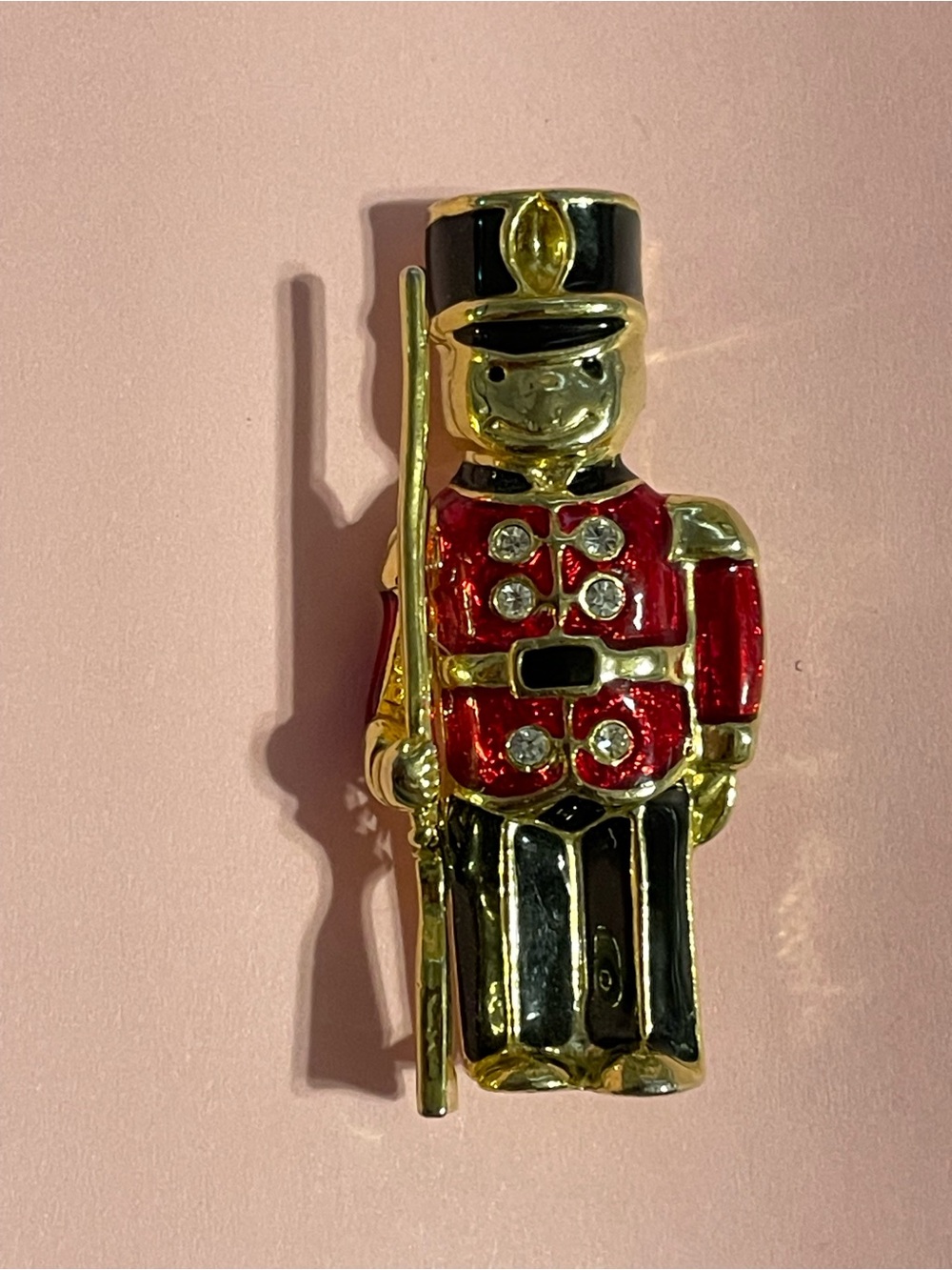 Enamel Rhinestone Gold Tone Soldier Pin #9988